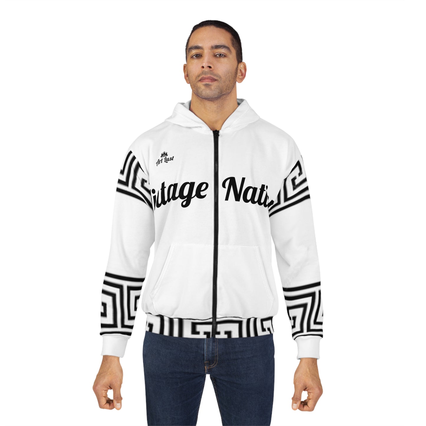Vintage Art Lust Greek Pattern Unisex Zip Hoodie (AOP)