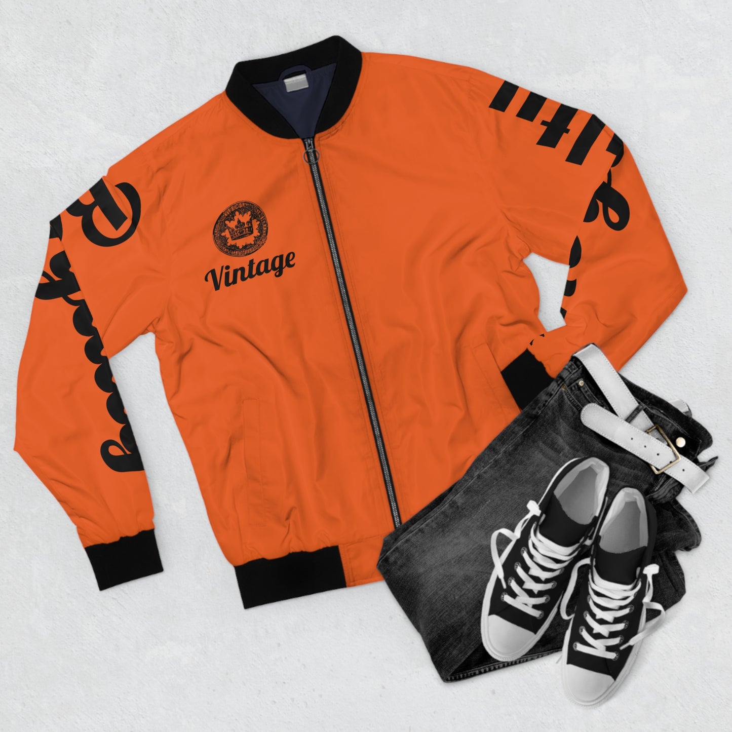 Men's Vintage LLTK AOP Orange Bomber Jacket