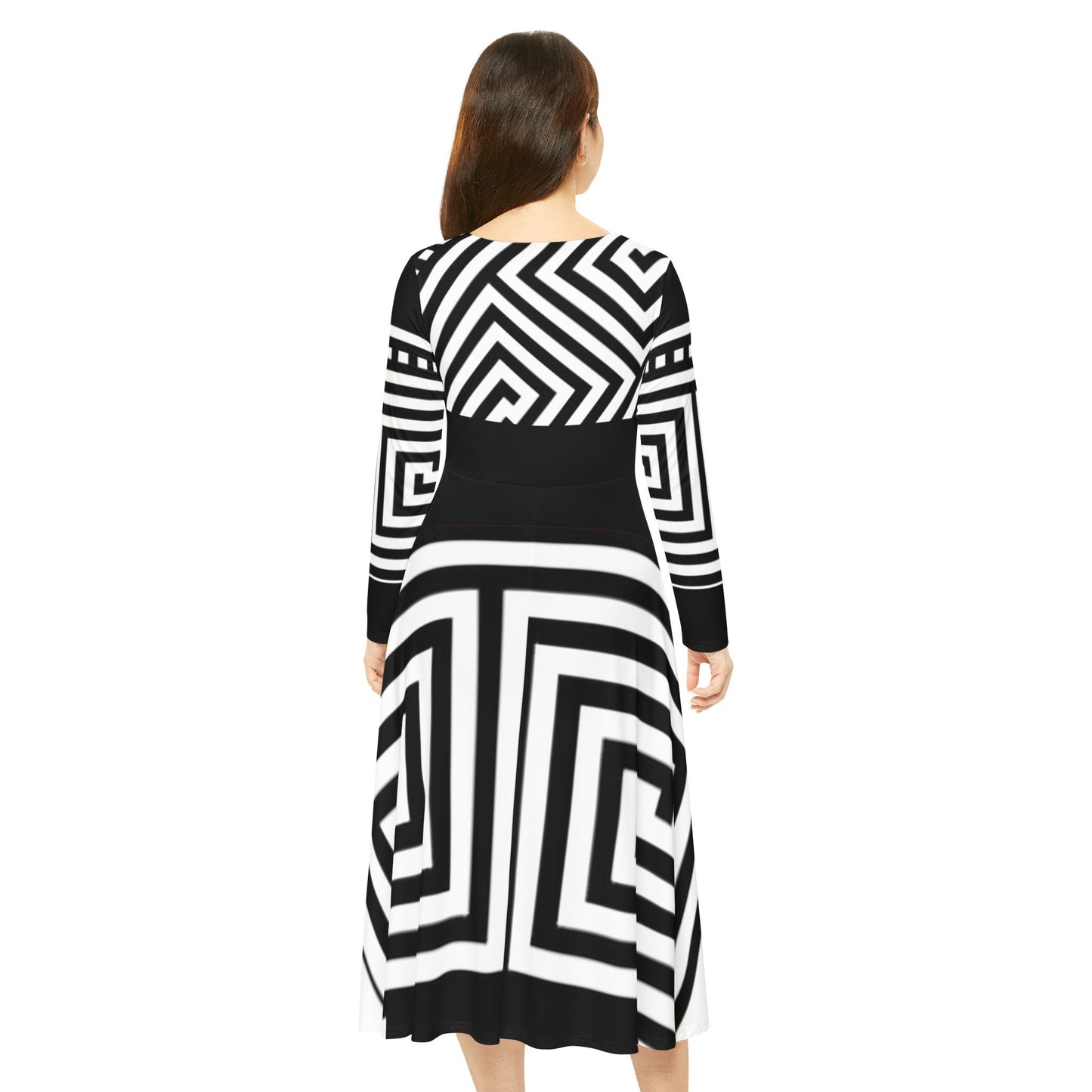 Women's Black on White Greek Pattern Art Lust Dance Dress (AOP)