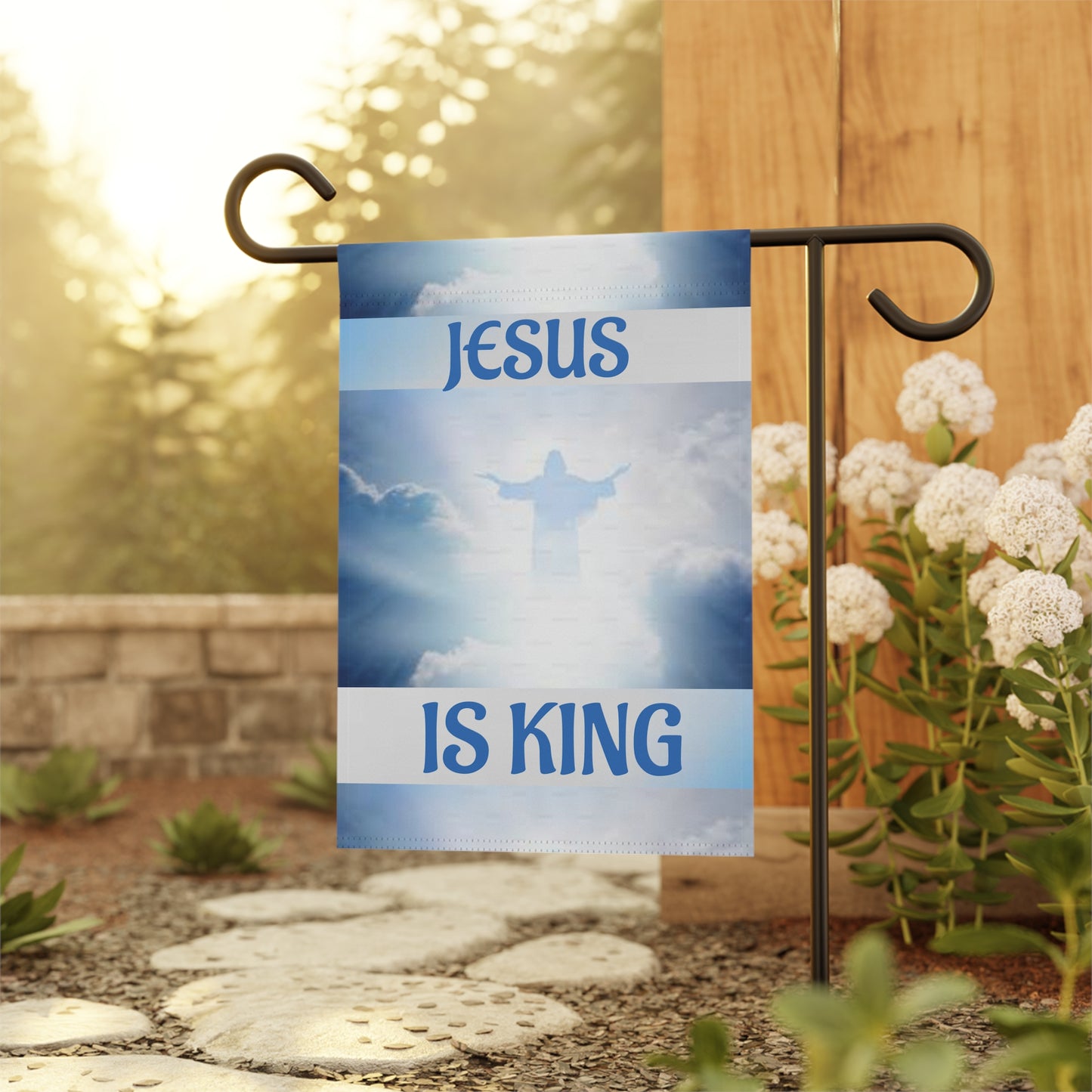 Jesus Is King Garden Flag – Christian Yard Banner for Faith & Easter