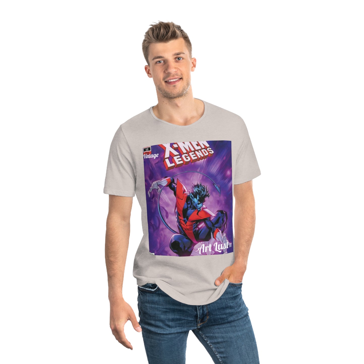 Men's Night Crawler Comic Art Lust Jersey Curved Hem Tee