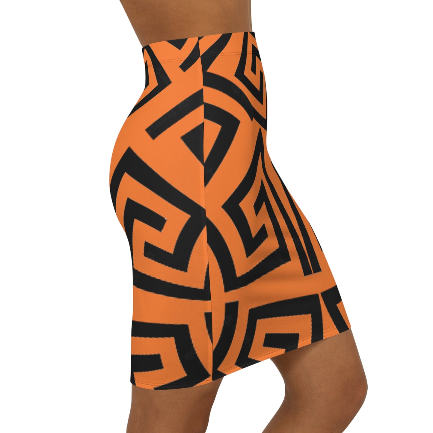 Women's Orange /Black Vintage Greek Art Lust Mini Skirt (AOP)