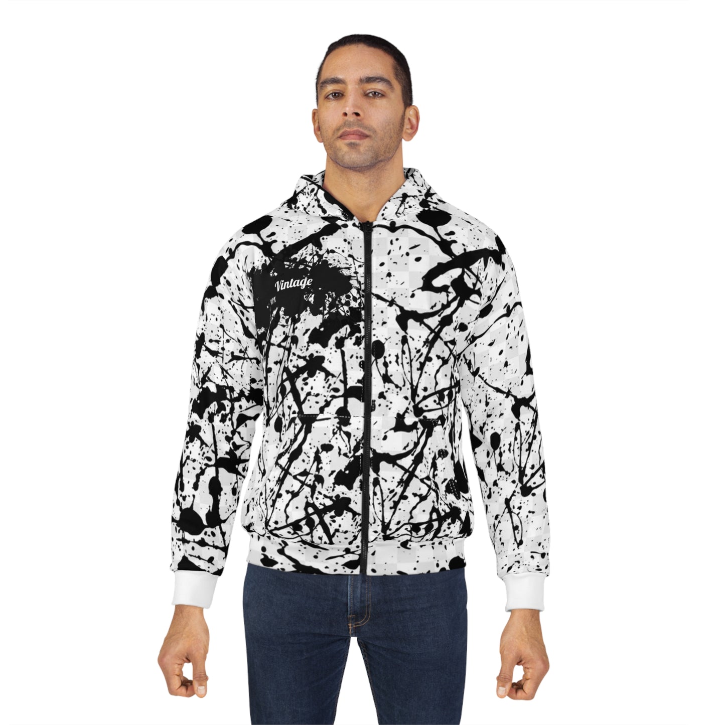 AOP Vintage Exotic Abstract Zip Hoodie