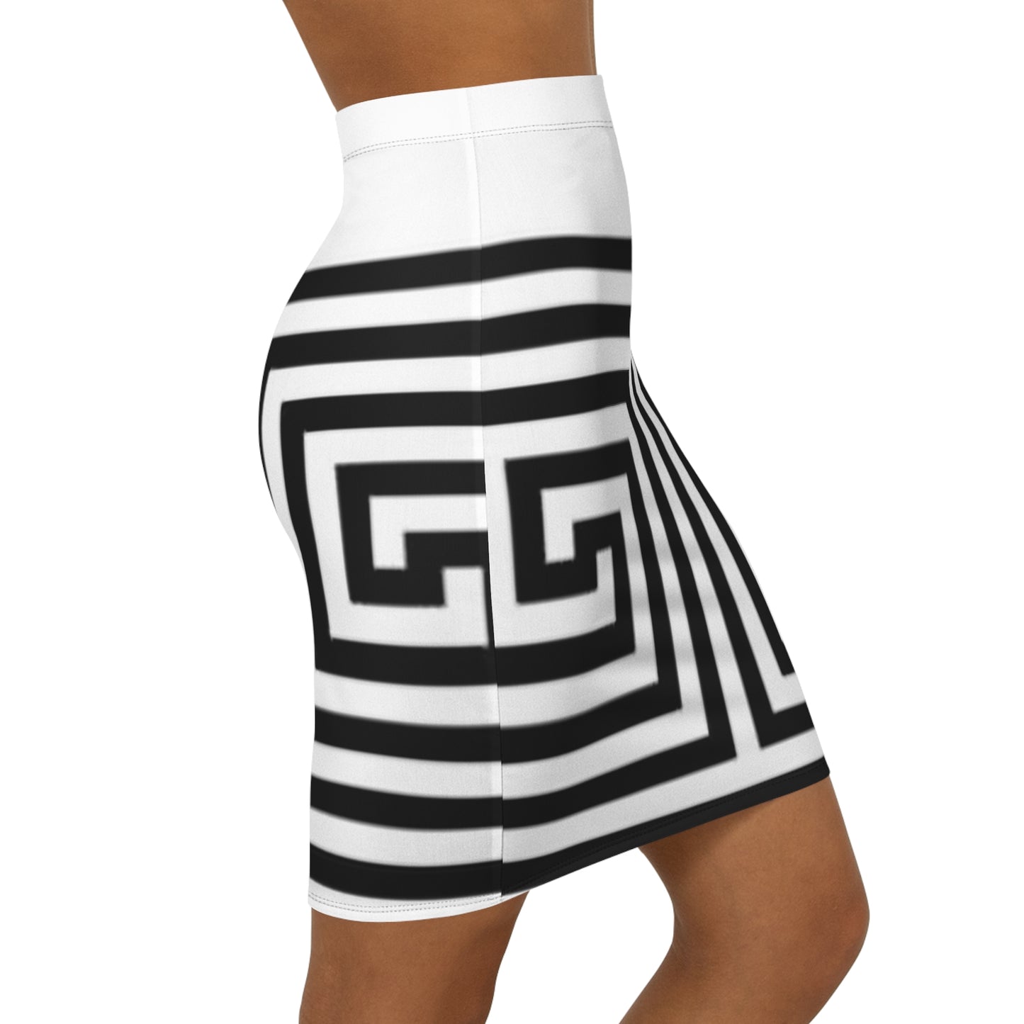 Women's Black/White Vintage Art Lust Mini Skirt (AOP)