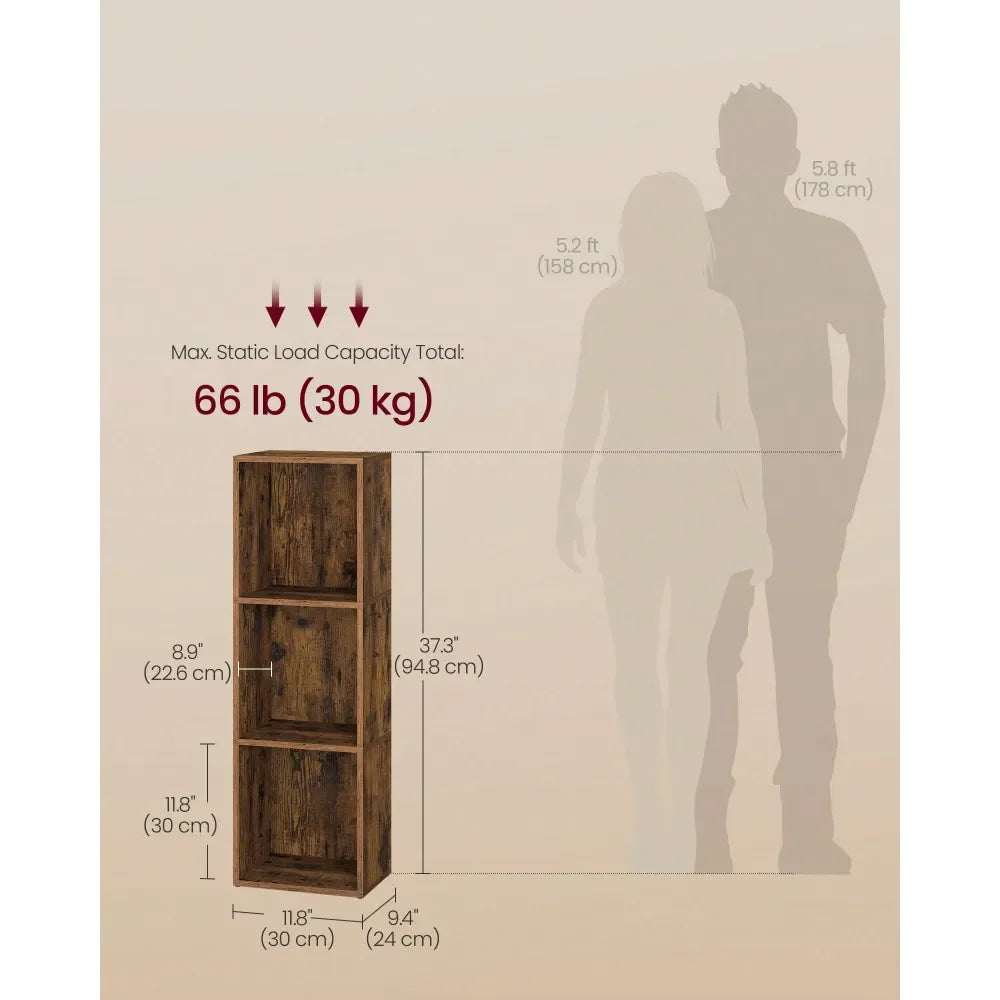 3-Tier Open Bookcase Freestanding Storage Shelf 9.4 X 11.8 X 37.3 Inches Display Rack for Living Room
