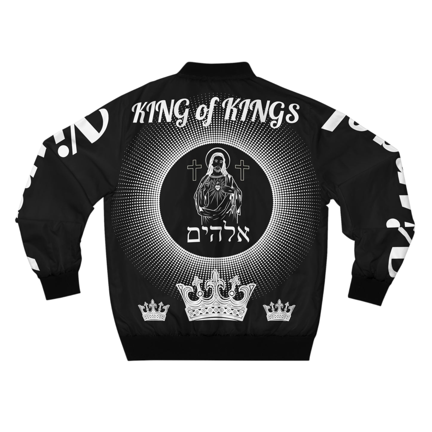 Men's White/Black KOK Bomber Jacket (AOP)