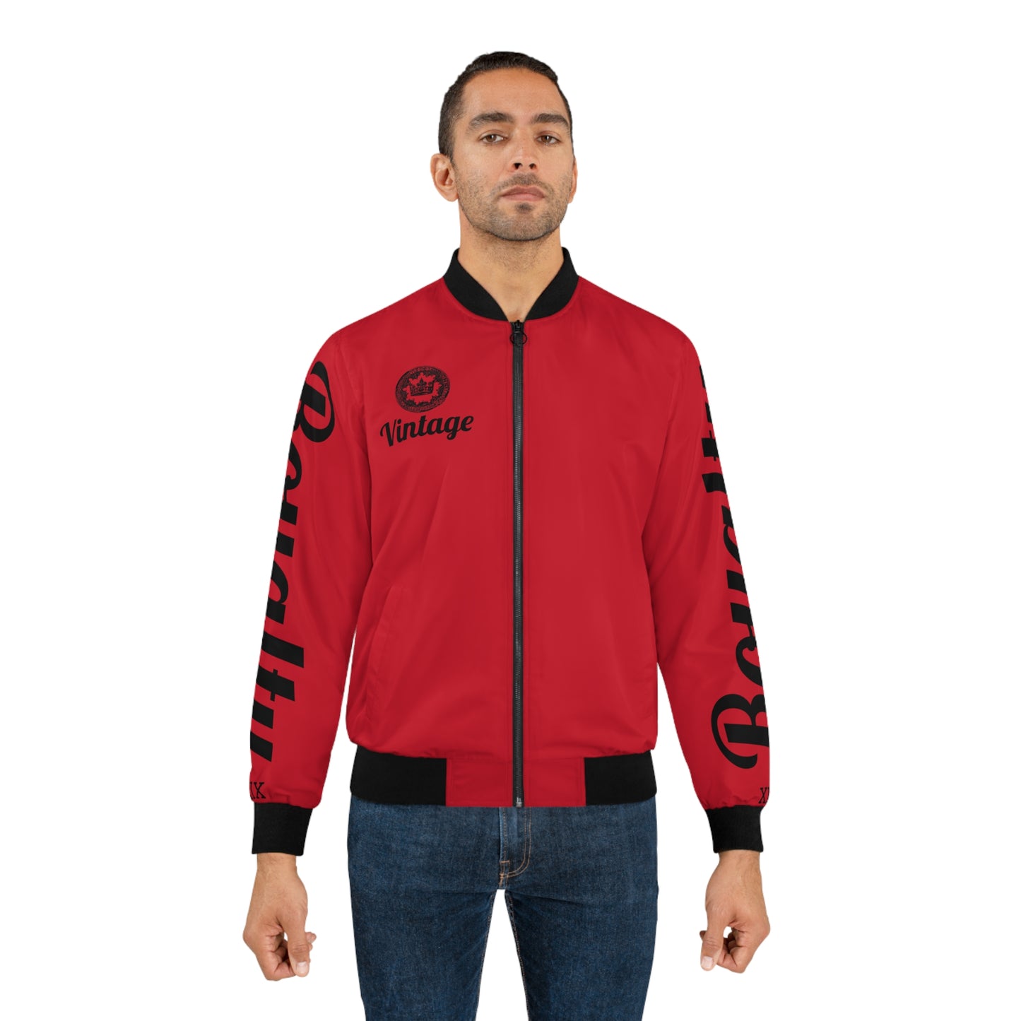 Men's Vintage LLTK AOP  Red Bomber Jacket