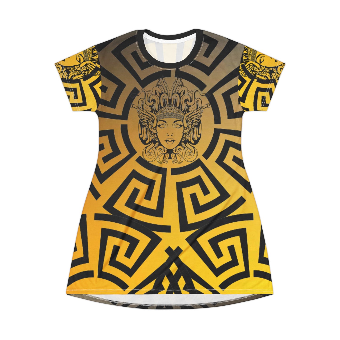Yellow/Grey Gradient Madusa Leauge of Heirs Art Lust T-Shirt Dress (AOP)