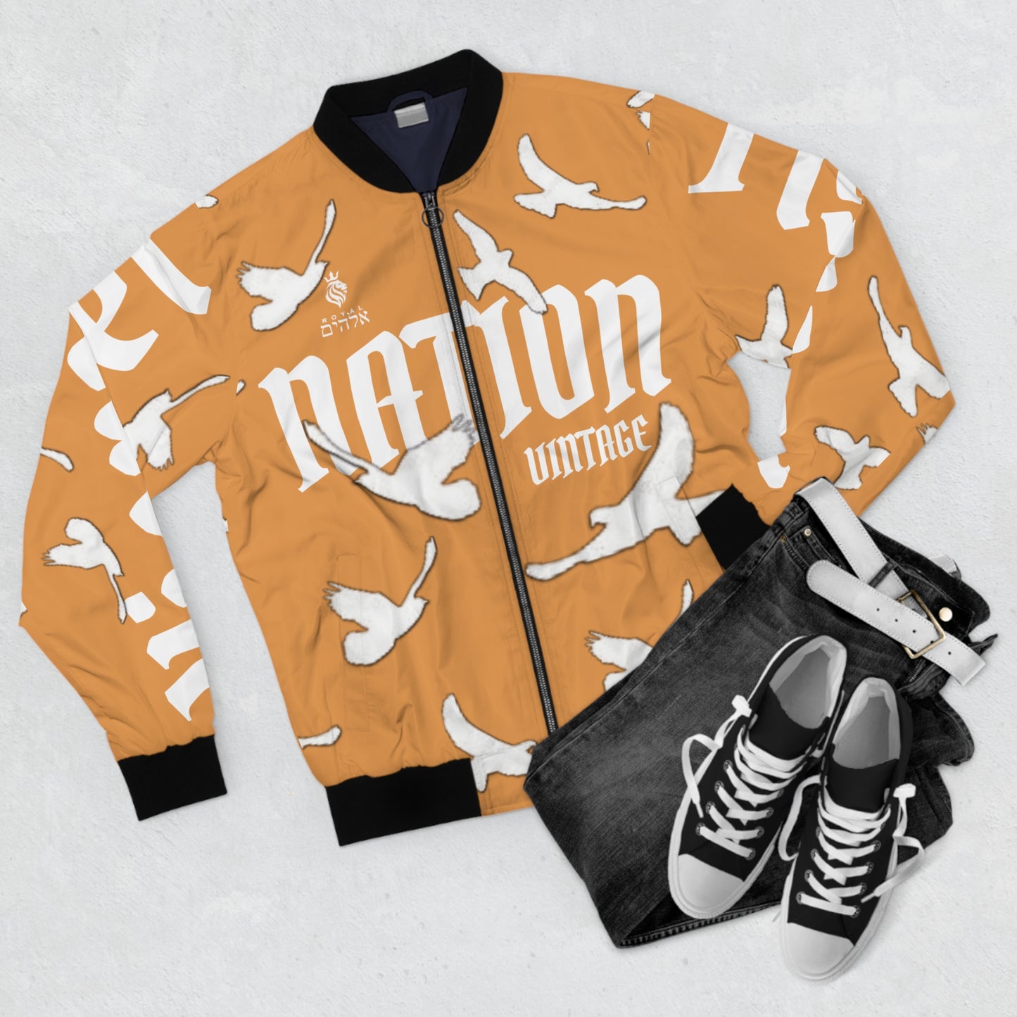 Men's Peach/White K.O.K. Bomber Jacket