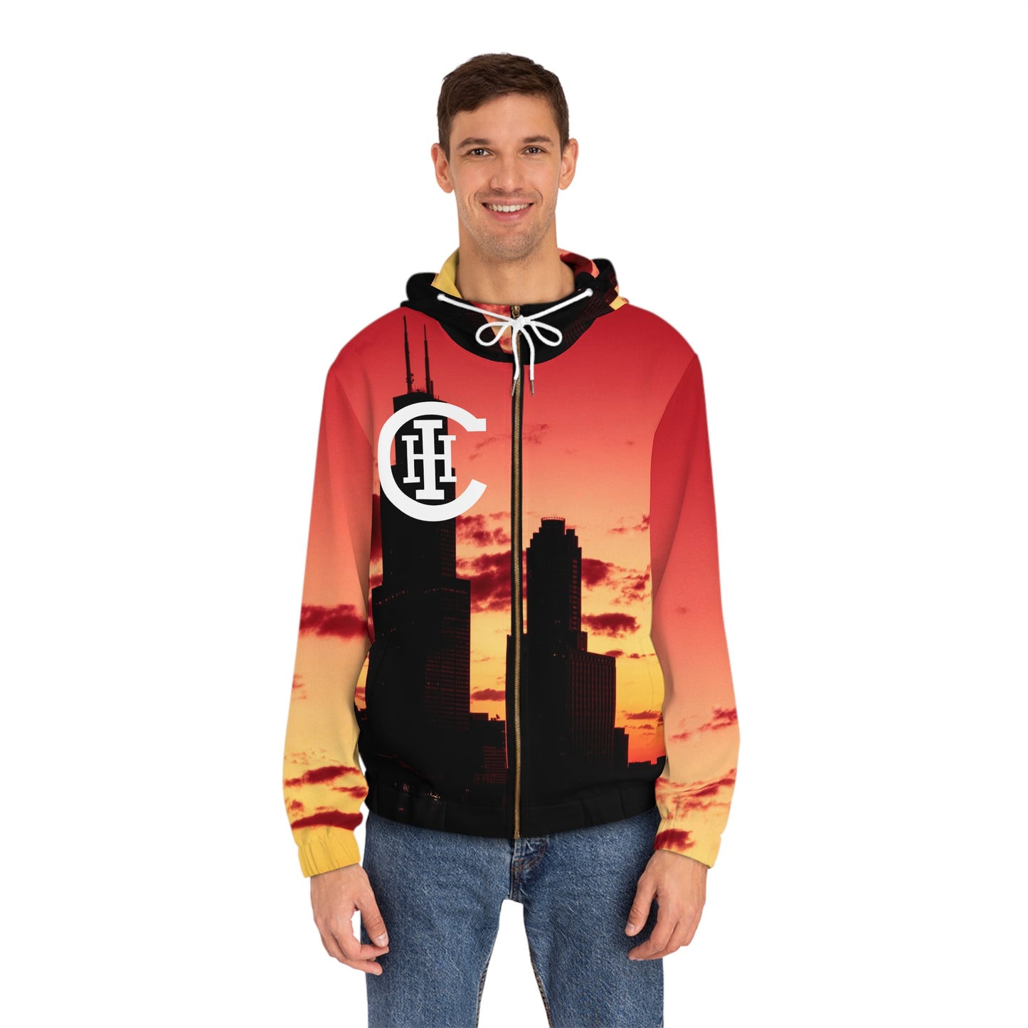 Men's Vintage Chicago Full-Zip Hoodie (AOP)