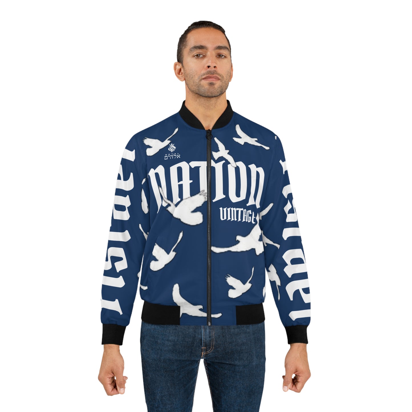 Men's Ashy Blue/White K.O.K. Bomber Jacket