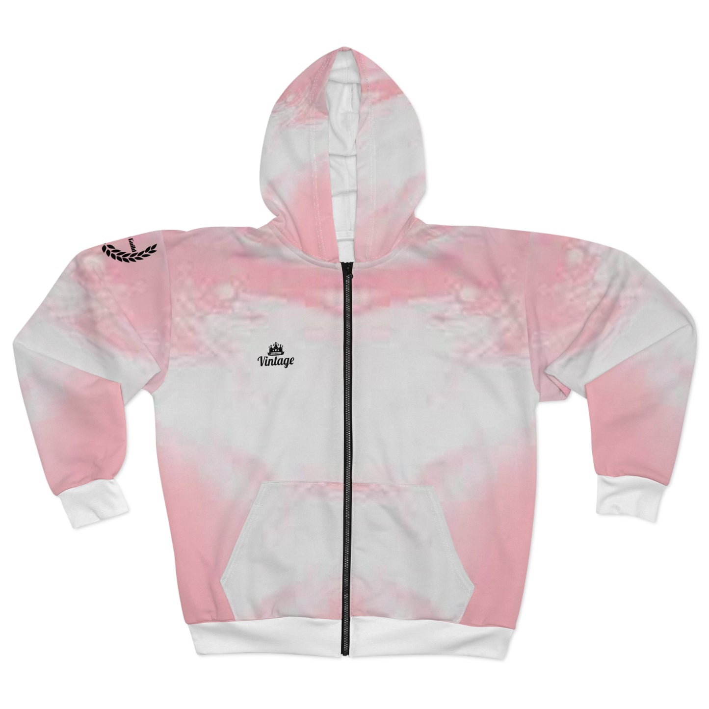White/Pink Nezuko Art Lust Zip Hoodie (AOP)