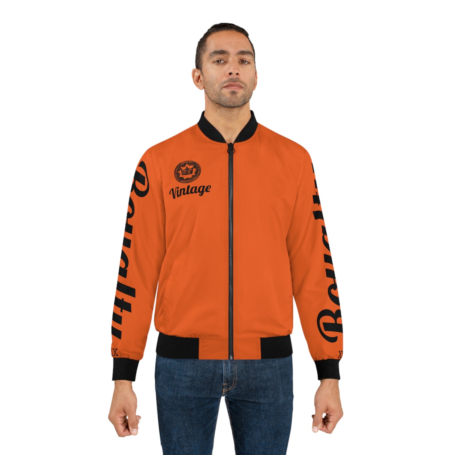 Men's Vintage LLTK AOP  Orange Bomber Jacket