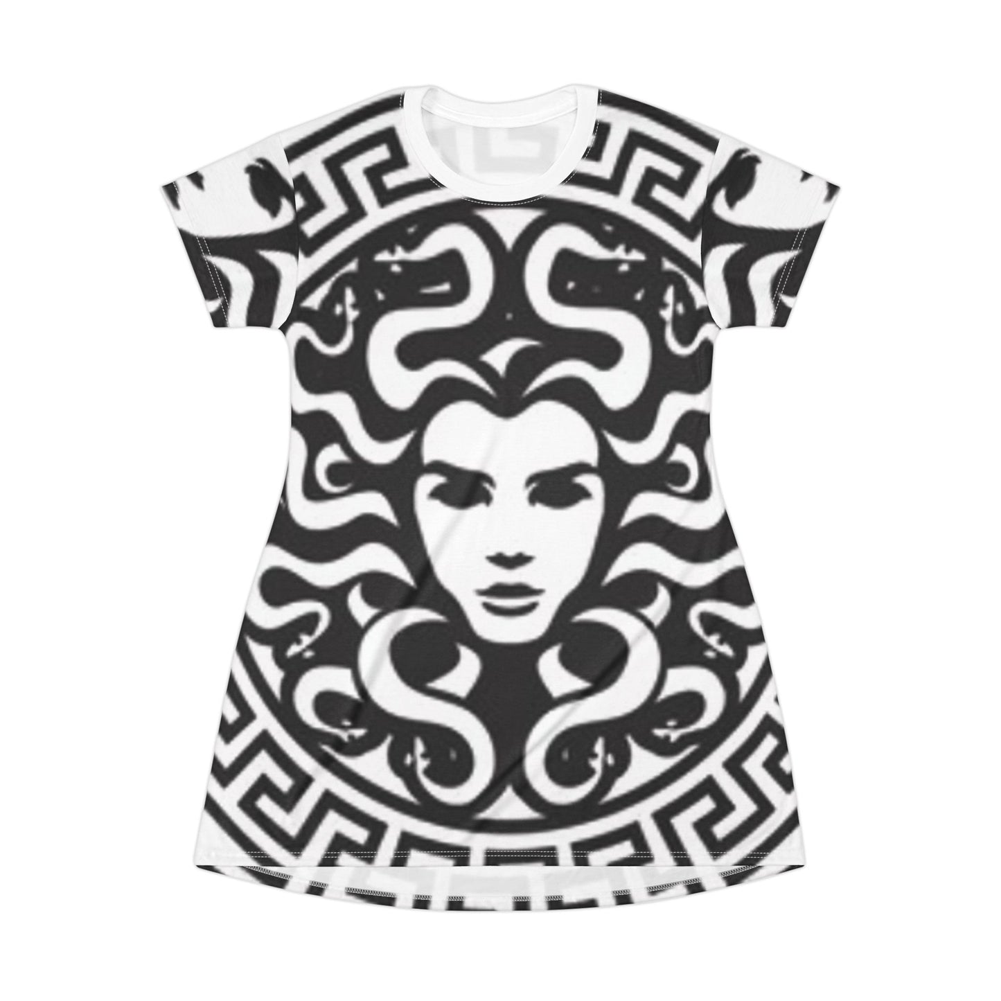 Lion Madusa Black/WhiteT-Shirt Dress (AOP)