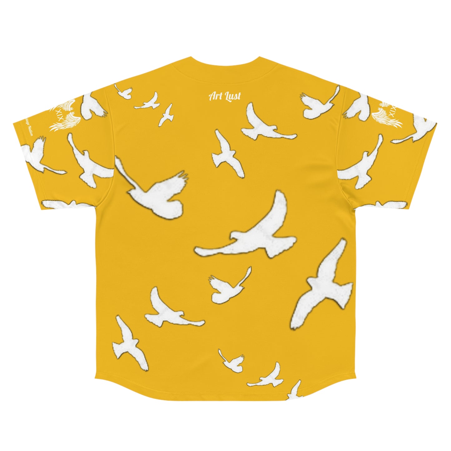 Men's Yellow/White Vintage Art Lust Dove's Above Baseball Jersey