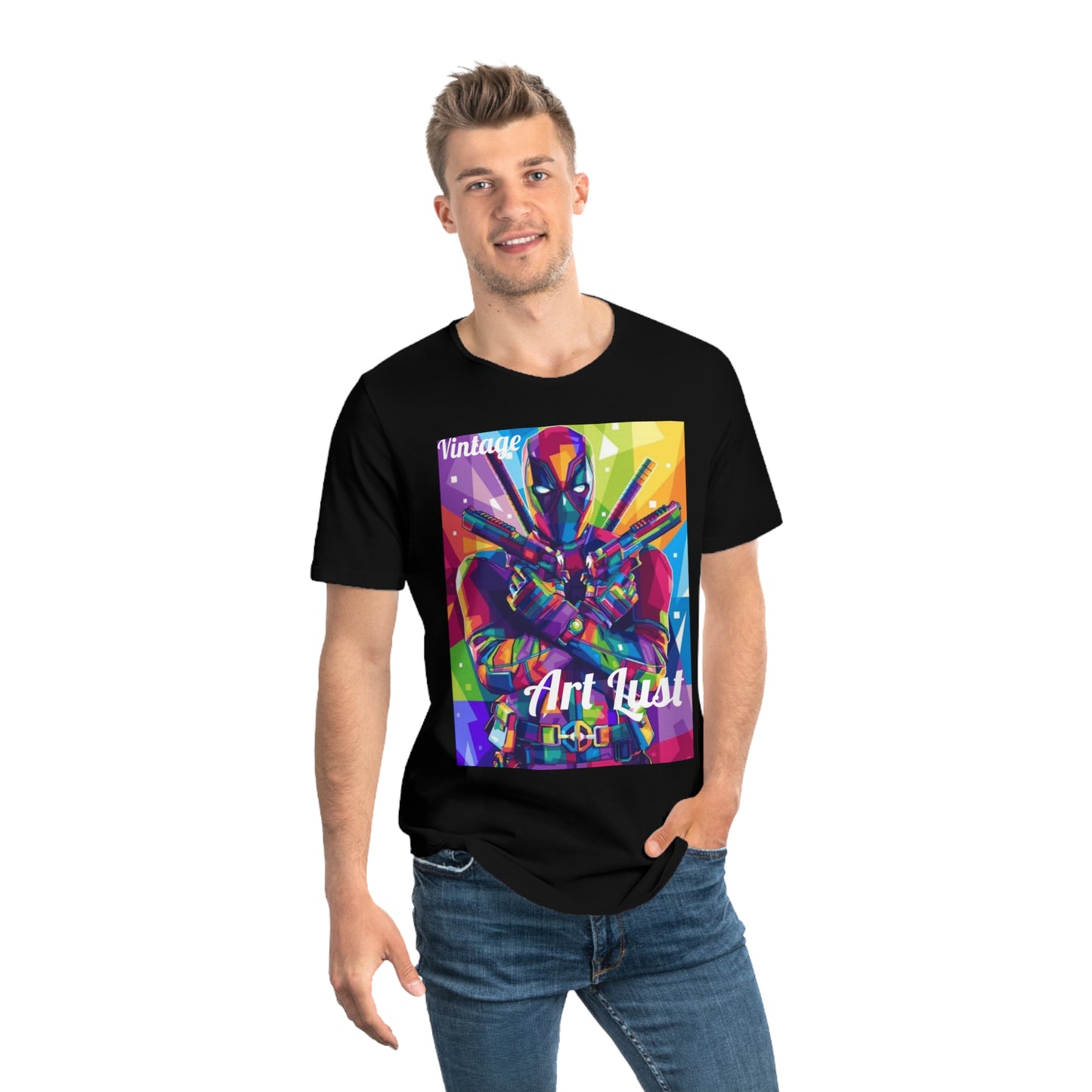 Men's Vintage Deadpool Art Lust Jersey Curved Hem Tee