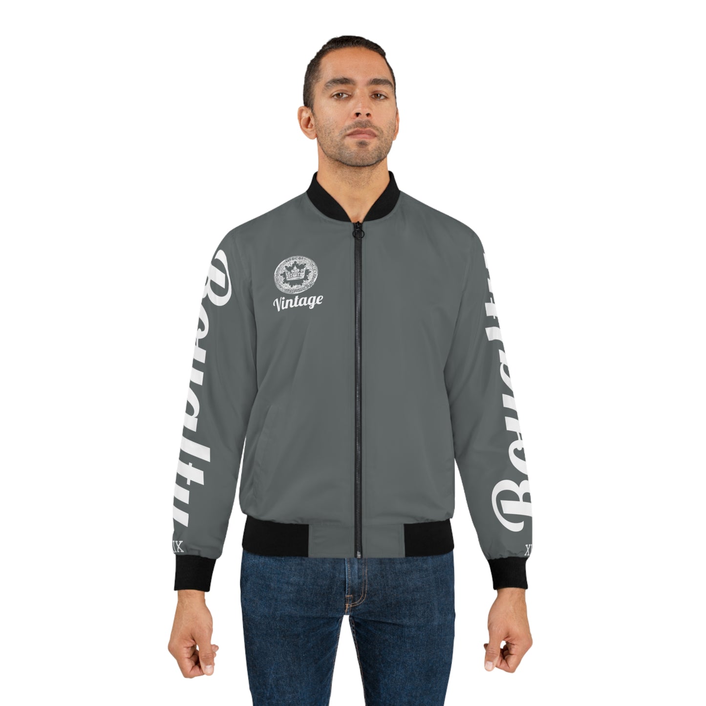 Men's Vintage LLTK AOP Grey Bomber Jacket