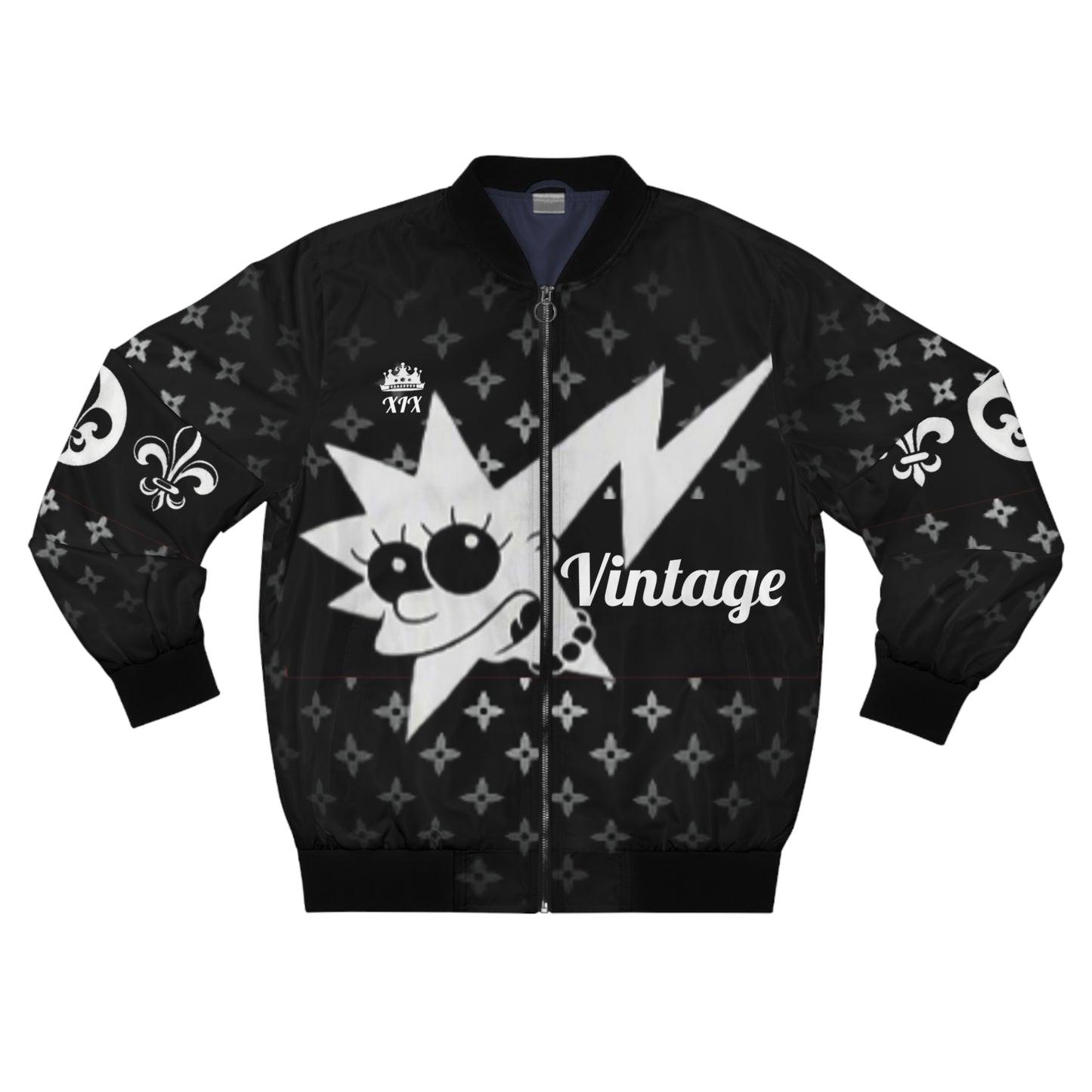 Men's White/Black Art Lust Lisa Bomber Jacket (AOP)