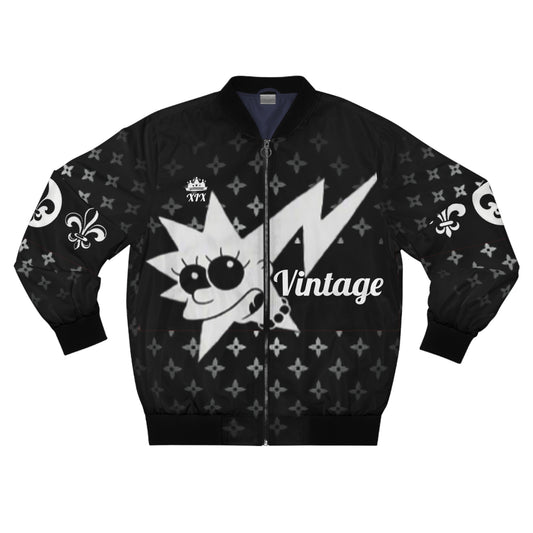 Men's White/Black Art Lust Lisa Bomber Jacket (AOP)