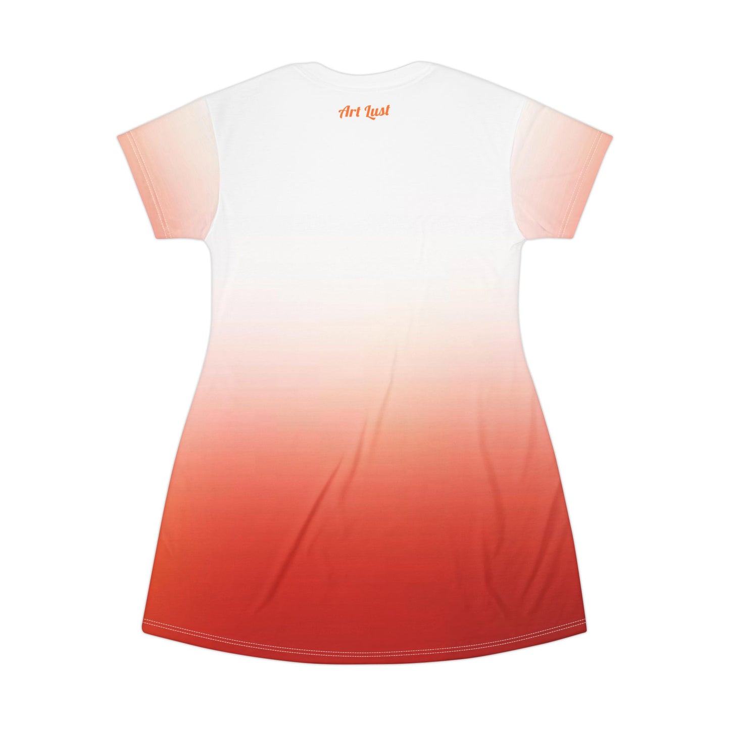 Orange Gradient Vintage Leauge of Heirs Art Lust T-Shirt Dress (AOP)