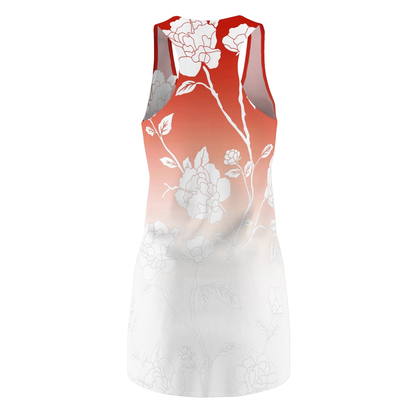 Women's Floral Red Gradient Cut & Sew Racerback Dress (AOP)