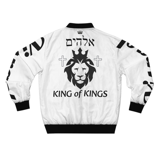Men's White/Black King of King's Bomber Jacket (AOP)