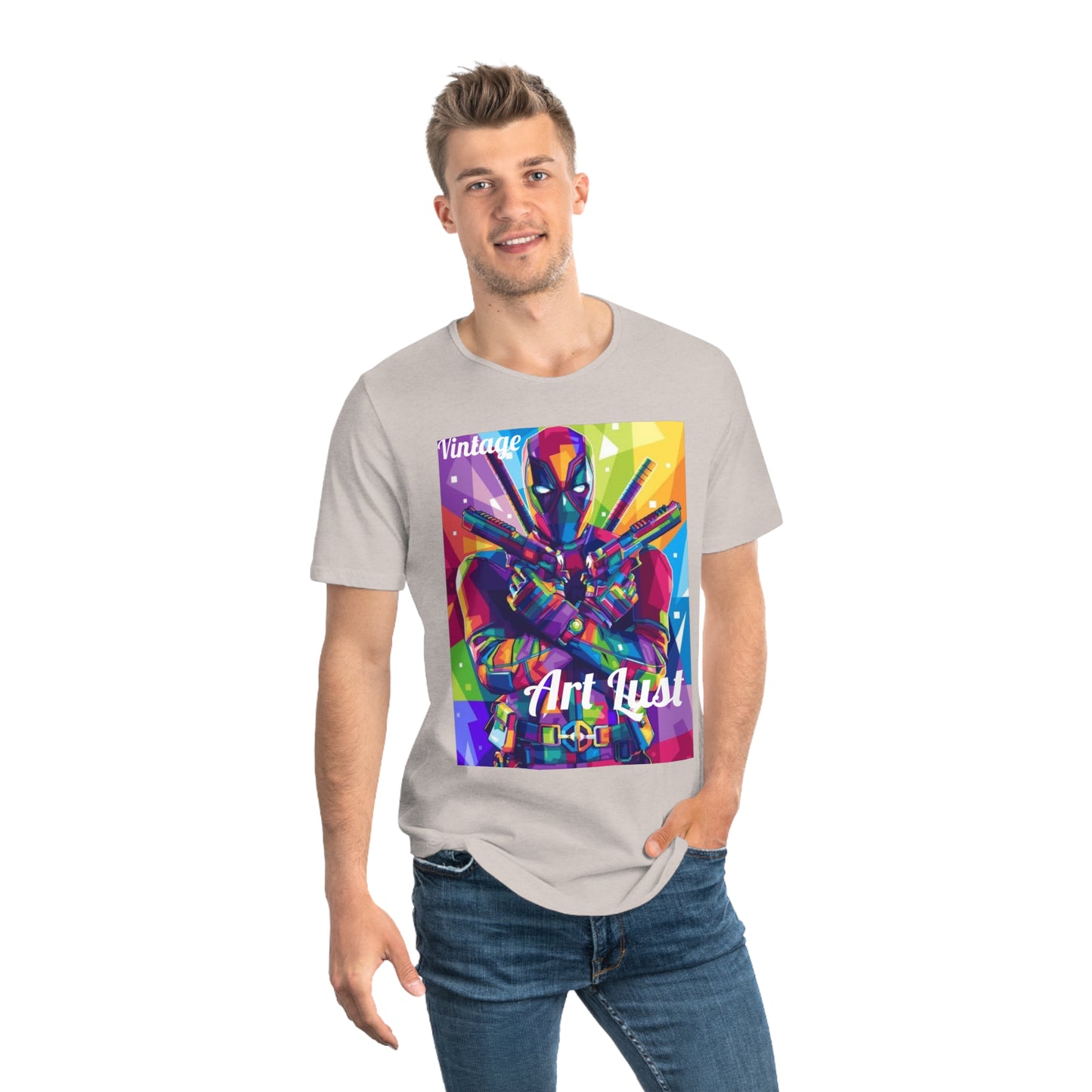 Men's Vintage Deadpool Art Lust Jersey Curved Hem Tee