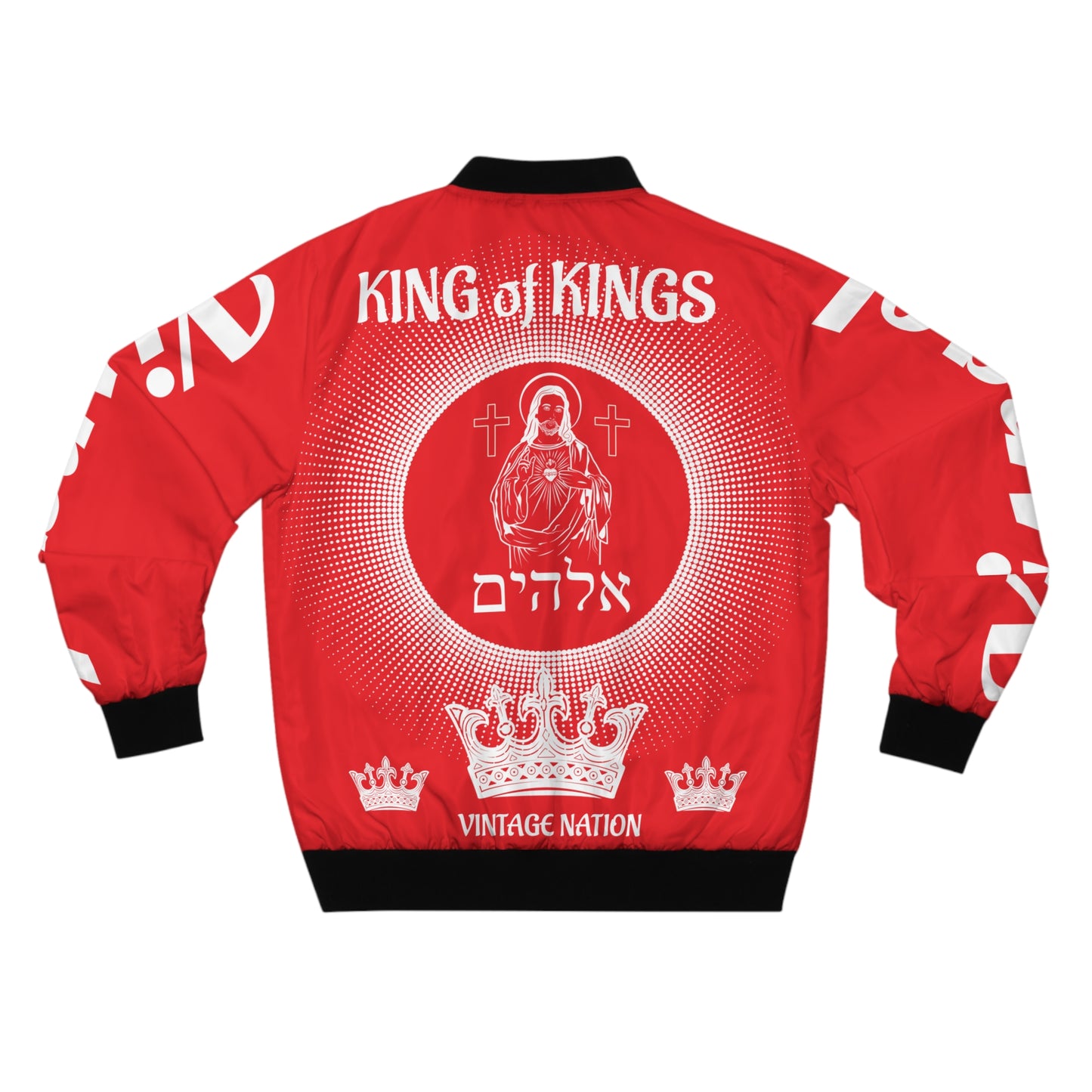 Men's White/Red KOK Bomber Jacket (AOP)