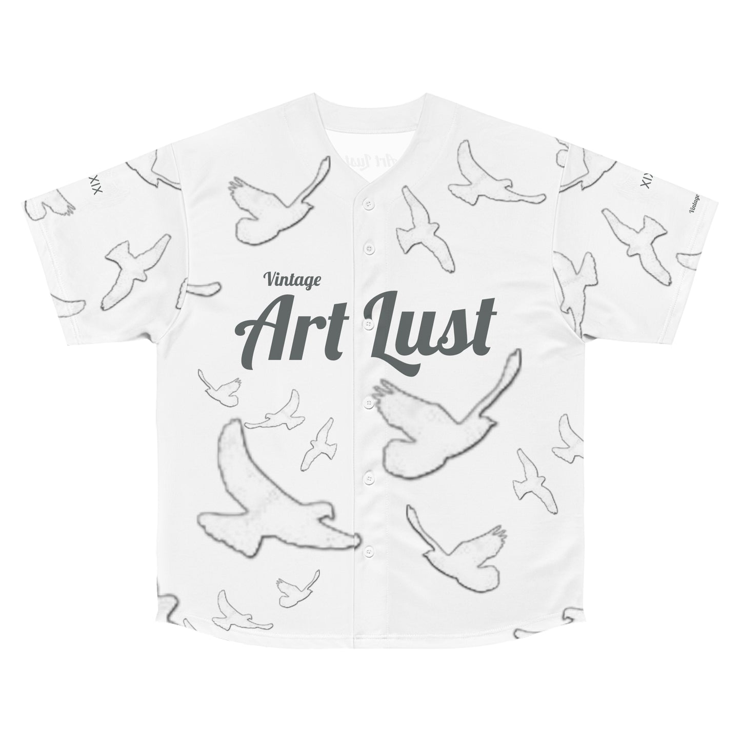 Men's Grey/White Vintage Art Lust Dove's Above Baseball Jersey
