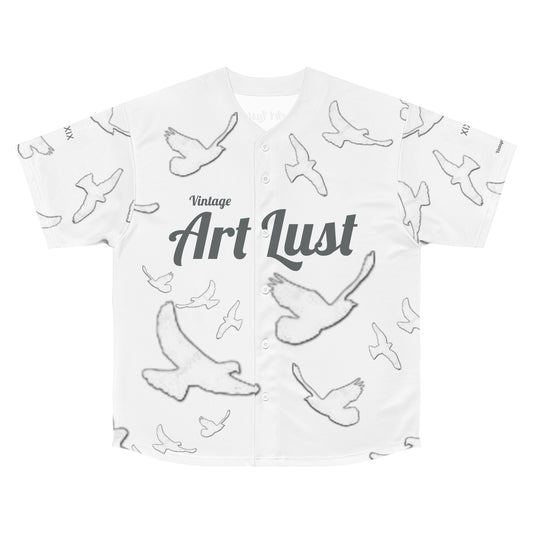 Men's Grey/White Vintage Art Lust Dove's Above Baseball Jersey