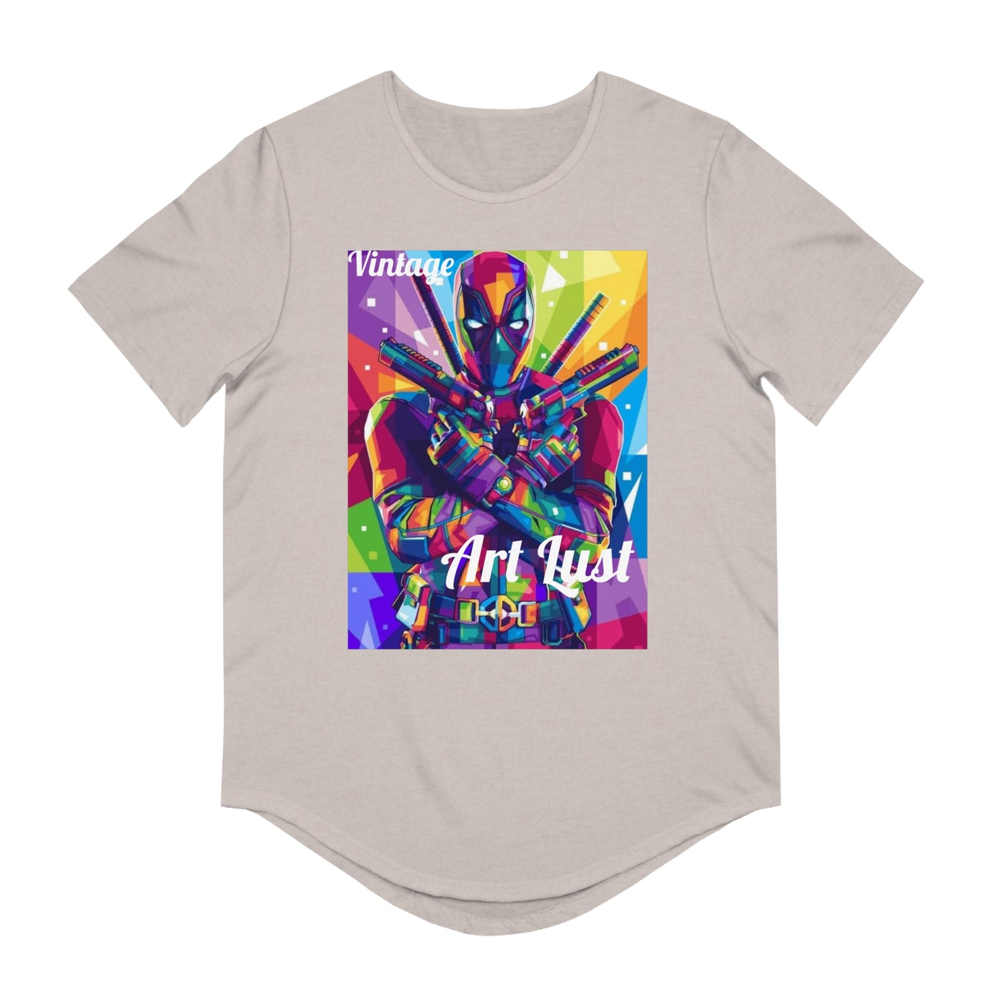 Men's Vintage Deadpool Art Lust Jersey Curved Hem Tee