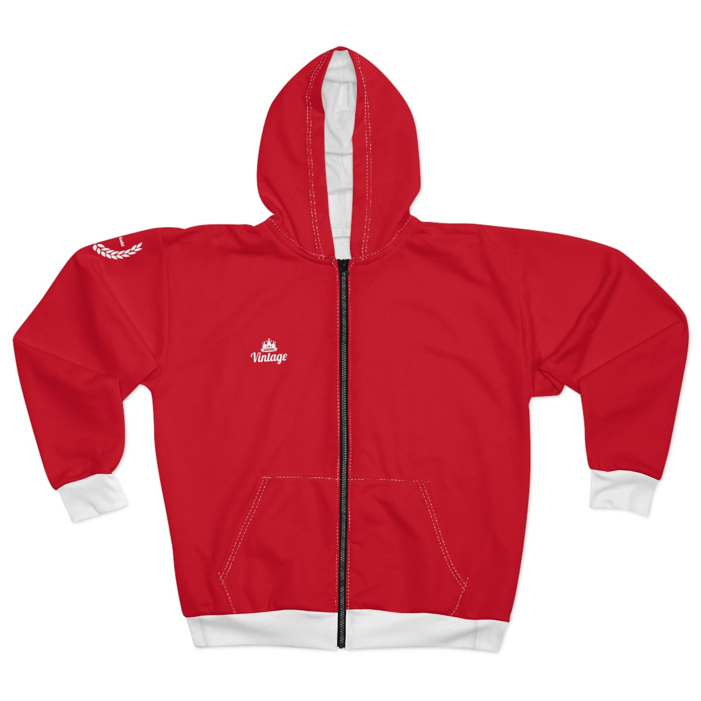 Red/White Demon Slayer Art Lust Zip Hoodie (AOP)