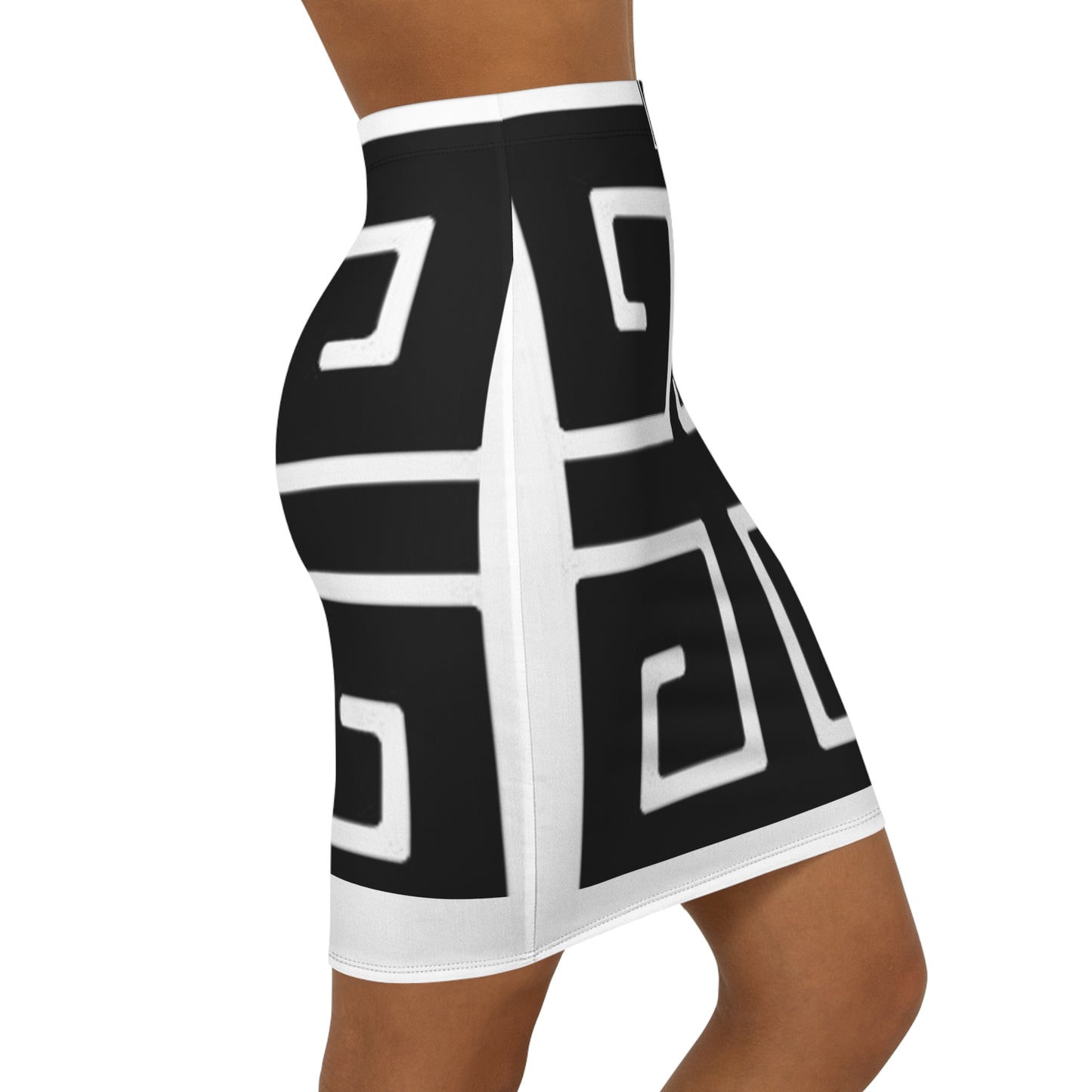 Women's White on Black Vintage Art Lust Mini Skirt (AOP)