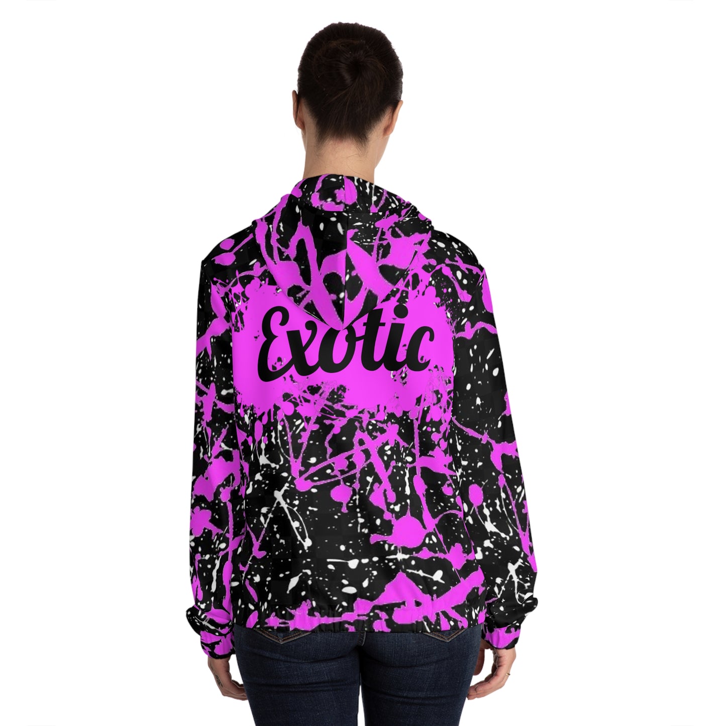 Womens Full-Zip Exotic Pink Hoodie (AOP)