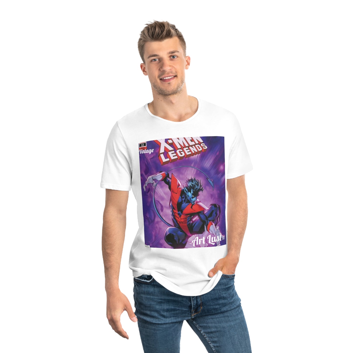 Men's Night Crawler Comic Art Lust Jersey Curved Hem Tee