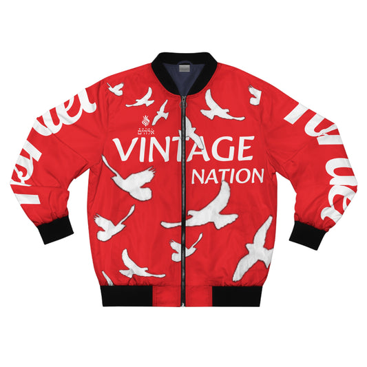 Men's White/Red KOK Bomber Jacket (AOP)