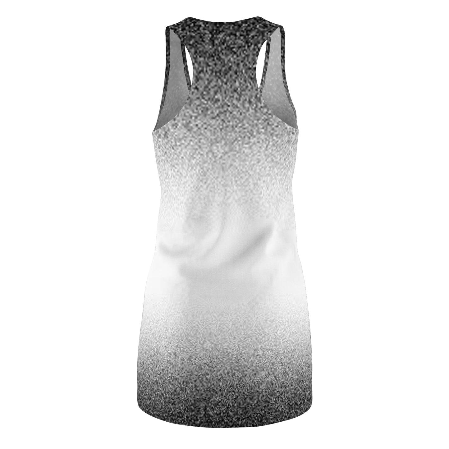 Women's Black/White Gradient Cut & Sew Racerback Dress (AOP)