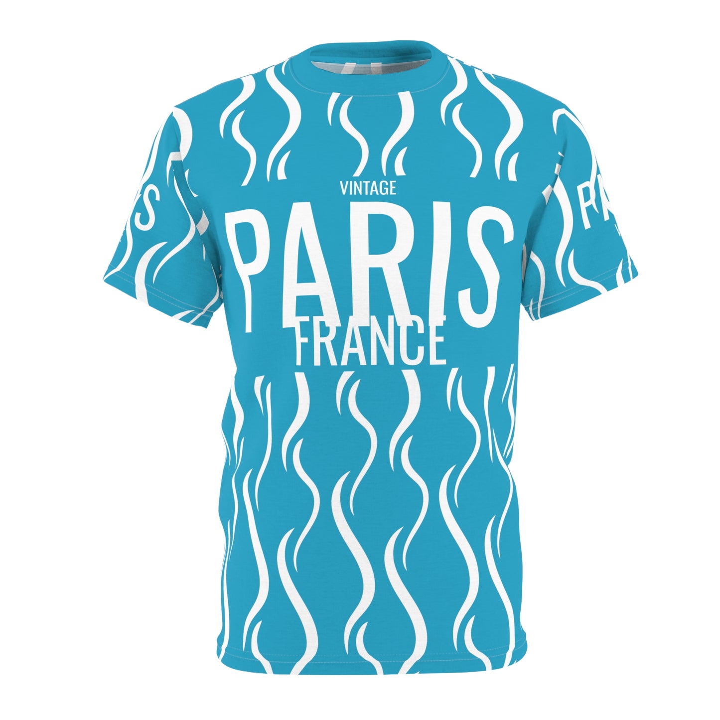 Limited Vintage Paris Turquoise AOP Cut & Sew Tee