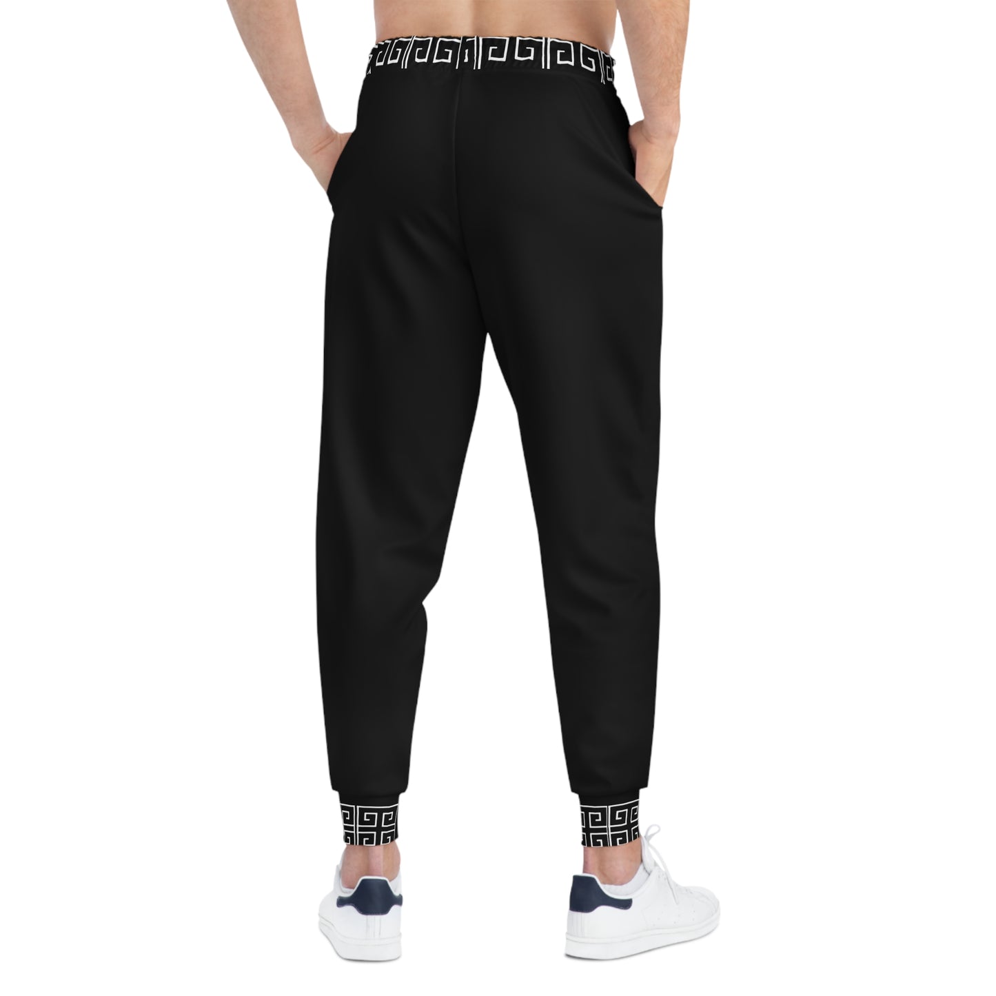 Art Lust White/Black Greek Athletic Joggers (AOP)