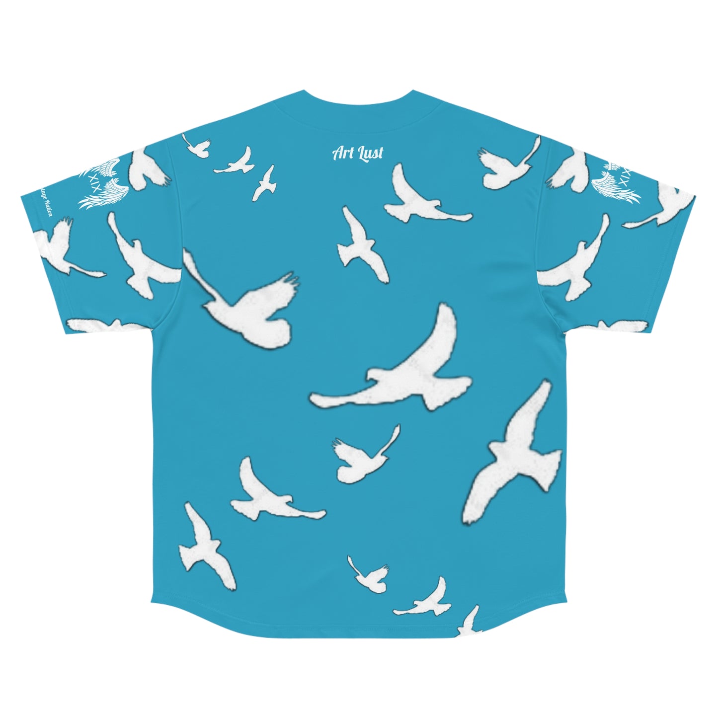 Men's Sky Blue/White Vintage Art Lust Dove's Above Baseball Jersey