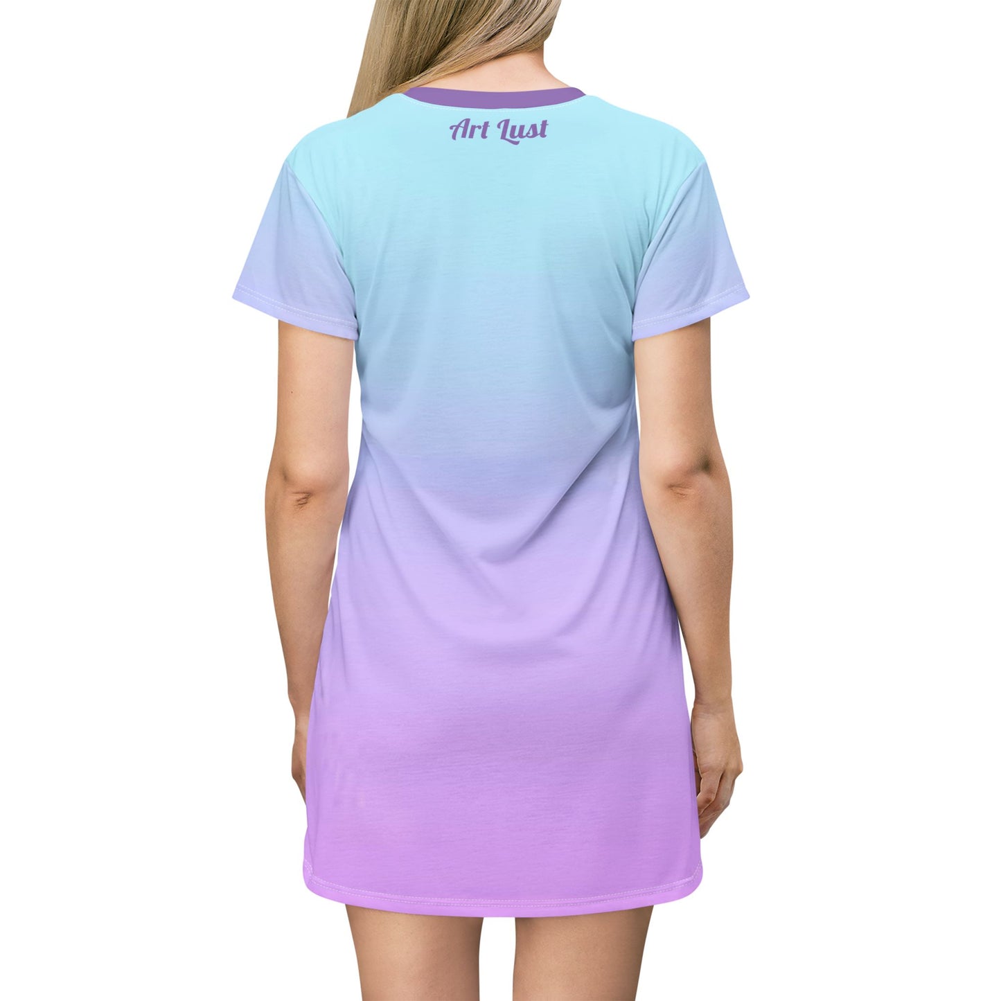 Blue Gradient Vintage Leauge of Heirs Art Lust T-Shirt Dress (AOP)