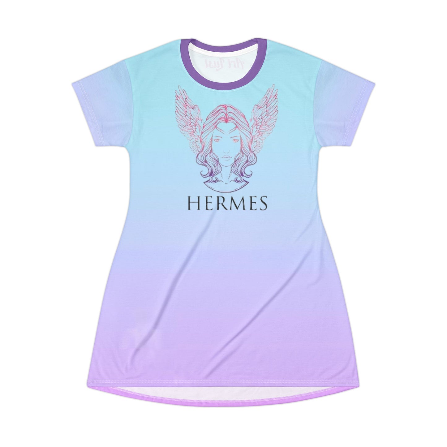 Blue Gradient Vintage Leauge of Heirs Art Lust T-Shirt Dress (AOP)