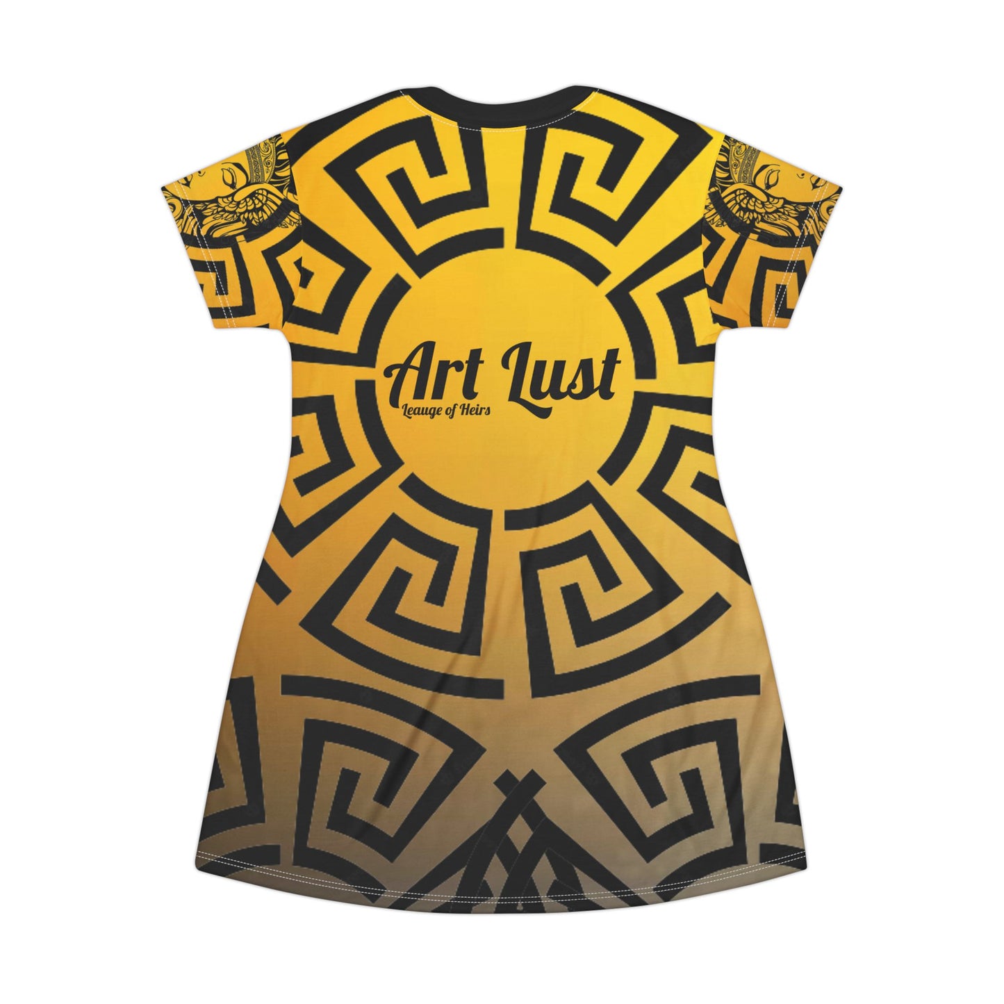 Yellow/Grey Gradient Madusa Leauge of Heirs Art Lust T-Shirt Dress (AOP)