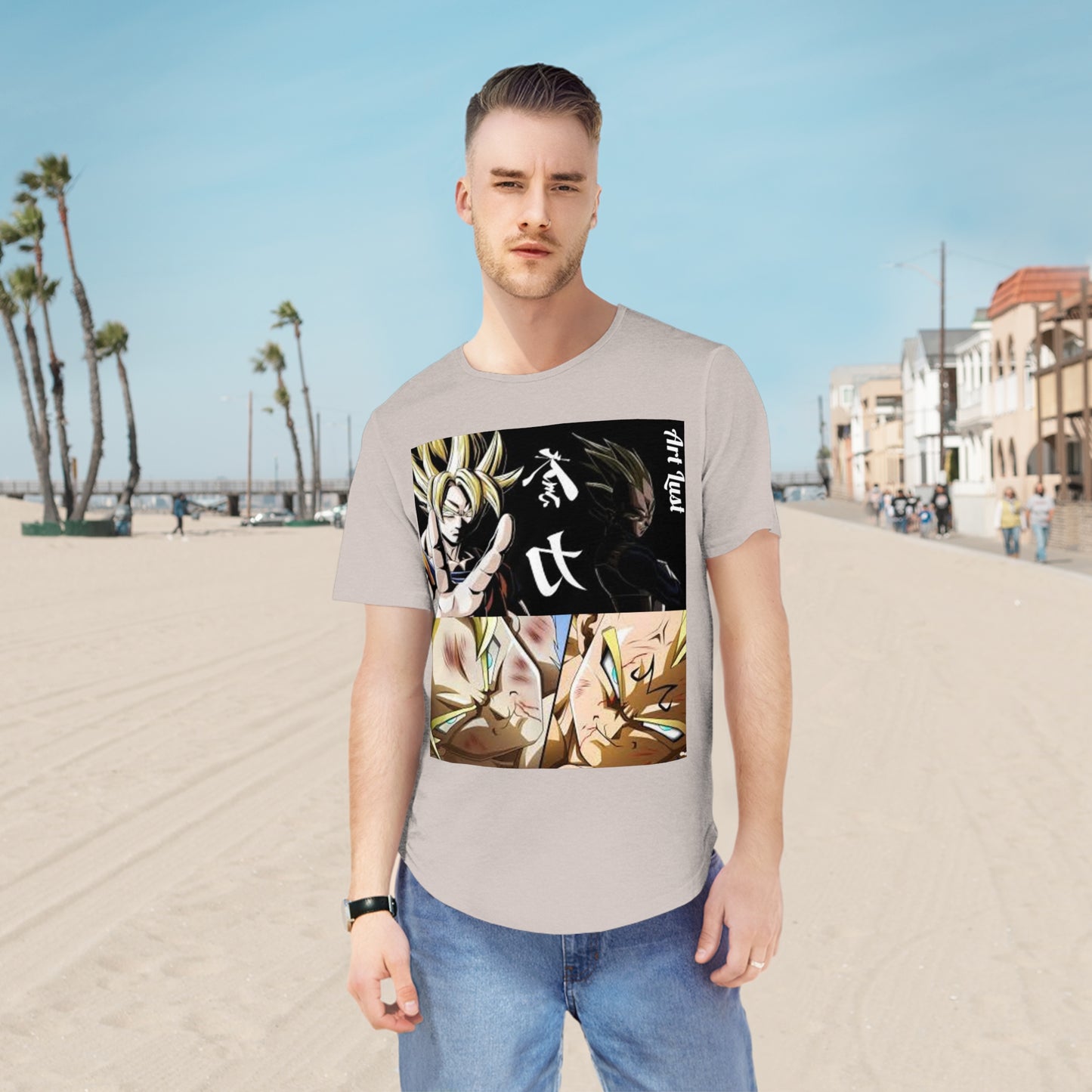Men's Vintage Saiyan Fury Art Lust Jersey Curved Hem Tee