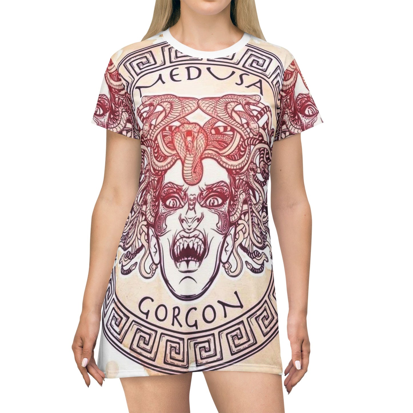 Madusa Color Fuse/White T-Shirt Dress (AOP)