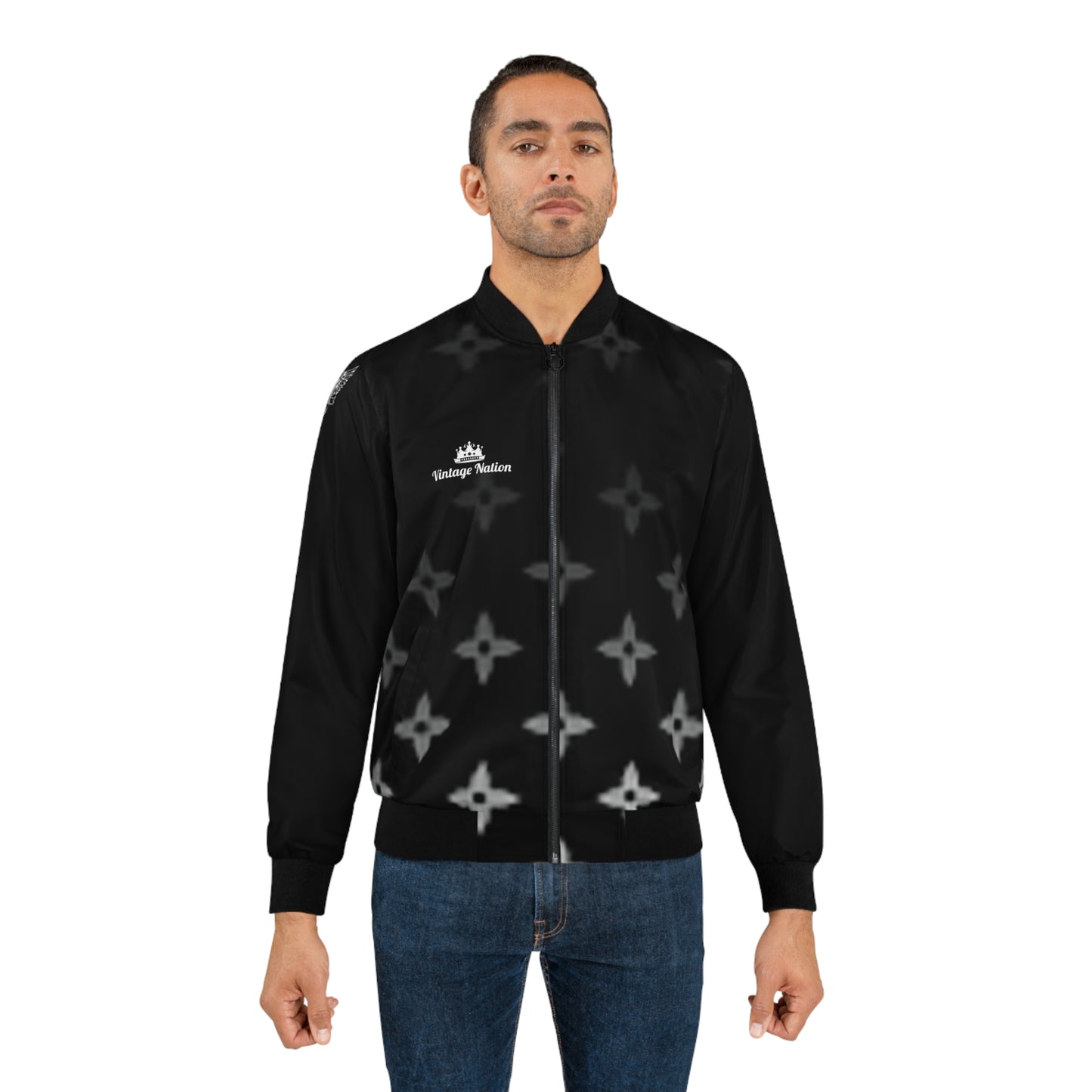 Men's Vintage Black La Fleur Bomber Jacket (AOP)