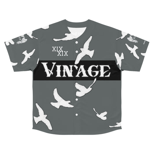 Men's Grey/White Vintage Art Lust Dove's Above Baseball Jersey