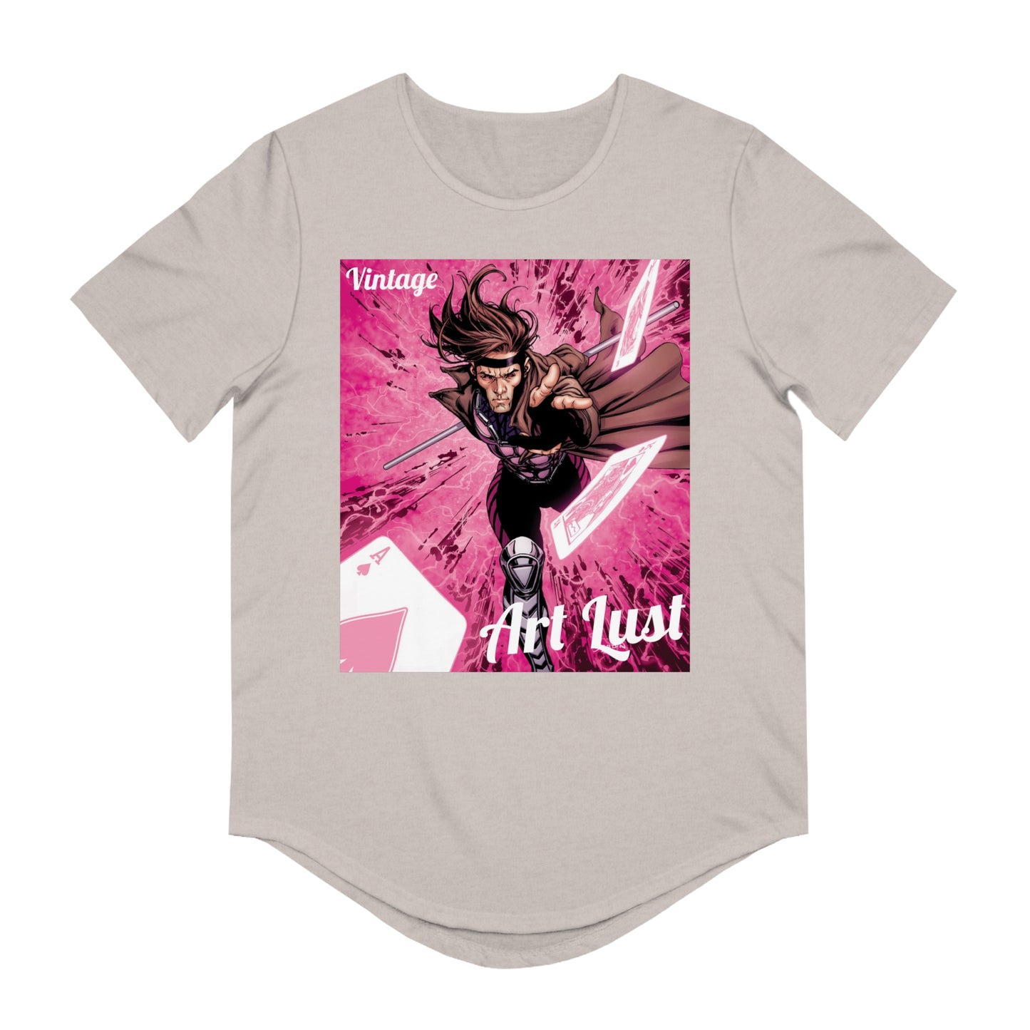 Men's Gambit Ill. Comic Art Lust Jersey Curved Hem Tee