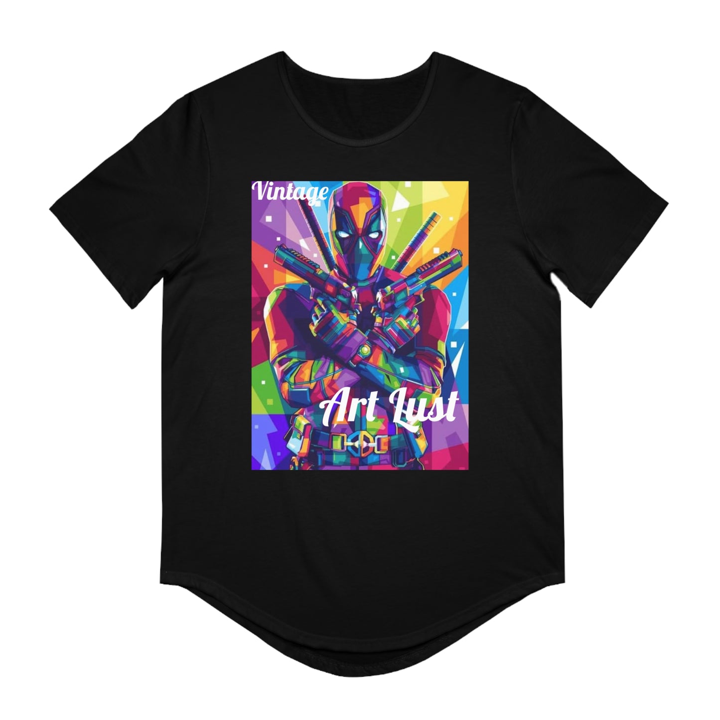 Men's Vintage Deadpool Art Lust Jersey Curved Hem Tee