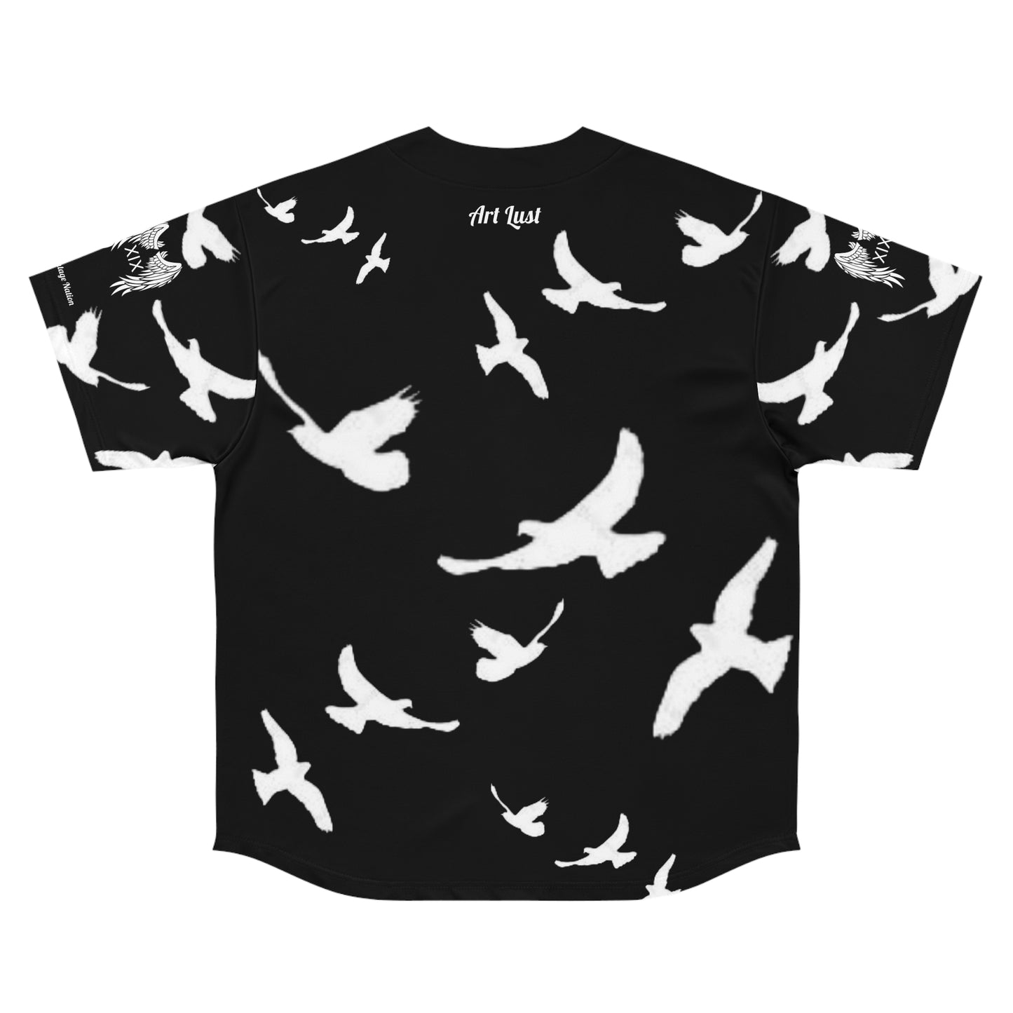 Men's Black/White Vintage Art Lust Dove's Above Baseball Jersey
